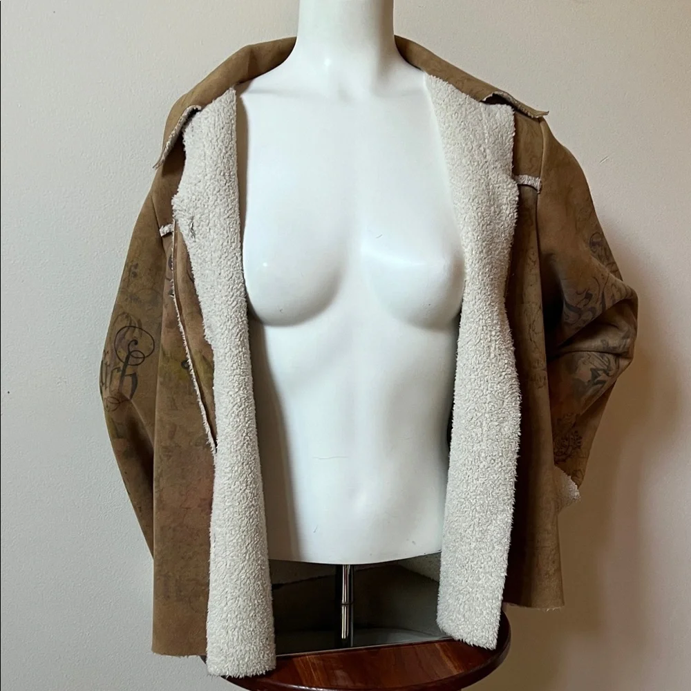 Db Sport Brown Shearling lined Women's Jacket vintage unique Yellowstone style - Picture 7 of 9
